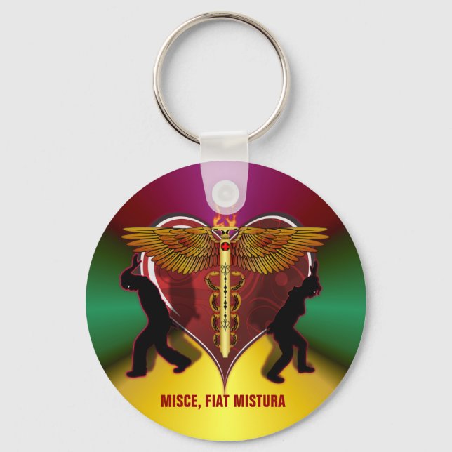 Caduceus Heart V-1, MISCE, FIAT MISTURA Keychain (Front)