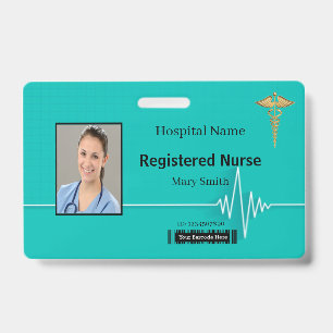 Caduceus Heartbeat Medical Photo ID Badge