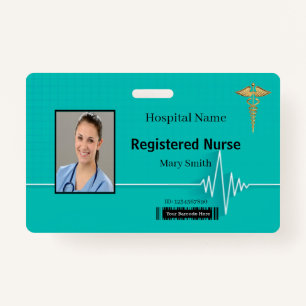 Caduceus Heartbeat Medical Photo ID Badge