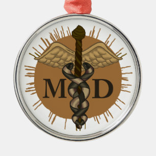 Caduceus M.D. Doctor Metal Ornament