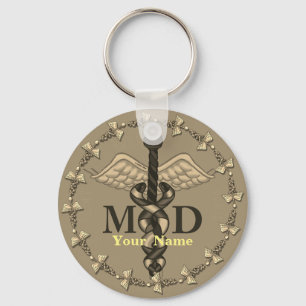 Caduceus MD Doctor  Keychain