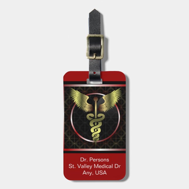 Caduceus Medical Health Luggage Tag (Front Vertical)