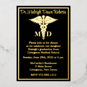 Caduceus Medical School Graduation, Black/Gold