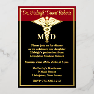 Caduceus Medical School Graduation, Black/Red