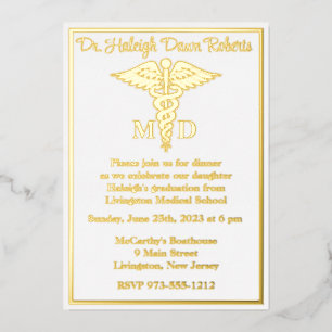 Caduceus Medical School Graduation, White/Gold