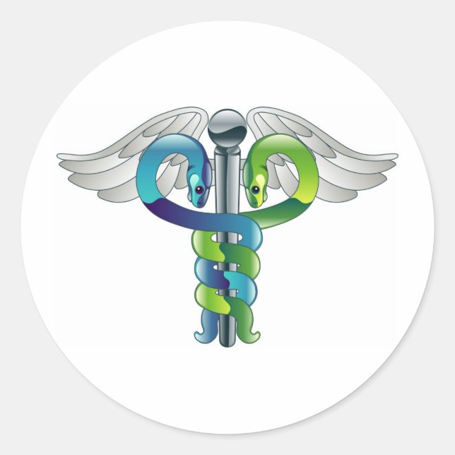 Caduceus medical symbol classic round sticker (Front)