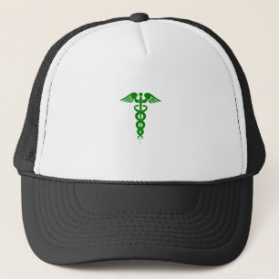 Caduceus Medical Symbol Green Trucker Hat