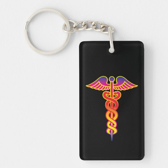 caduceus medical symbol keychain (Front)
