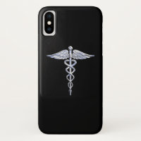 Caduceus Medical Symbol on Black