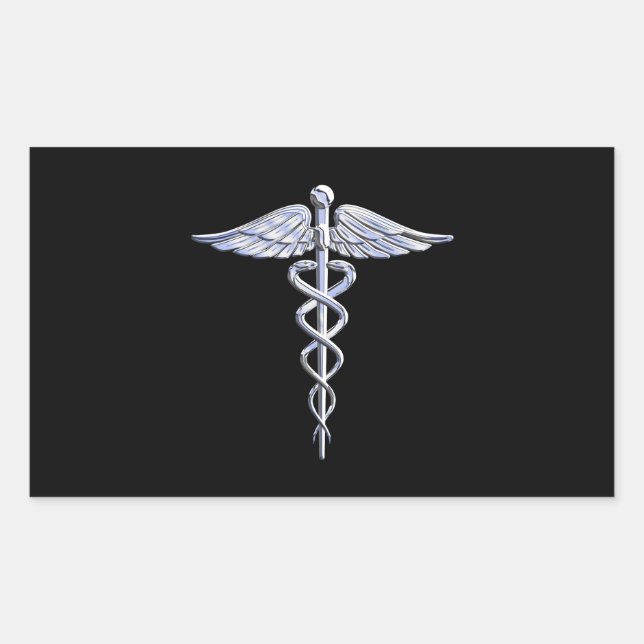 Caduceus Medical Symbol on Black Sticker (Front)