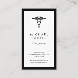 Caduceus Medical Symbol - Retro Black and White Business Card
