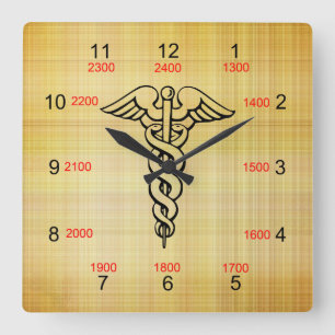 Caduceus Military Time Wall Clock