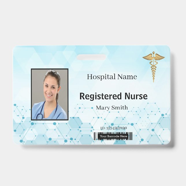 Caduceus  Molecule Medical Photo ID Badge (Front)