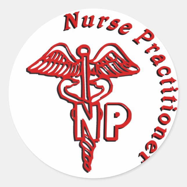CADUCEUS NP LOGO NURSE PRACTITIONER CLASSIC ROUND STICKER (Front)