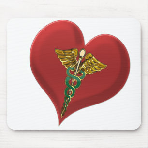 Caduceus On A Heart Mouse Pad