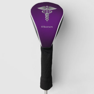 Caduceus on Purple Personalized Golf Head Cover