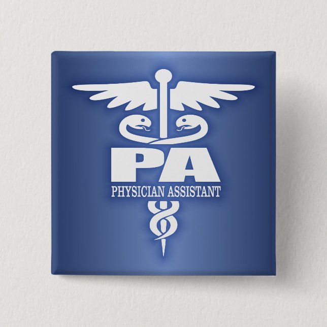Caduceus PA 2 Inch Square Button (Front)