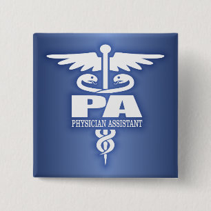 Caduceus PA 2 Inch Square Button