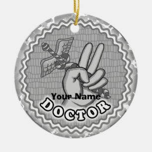Caduceus peace doctor  ceramic ornament