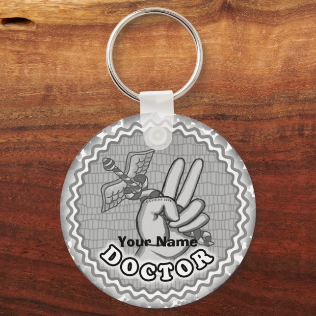 Caduceus peace doctor  keychain (Front)