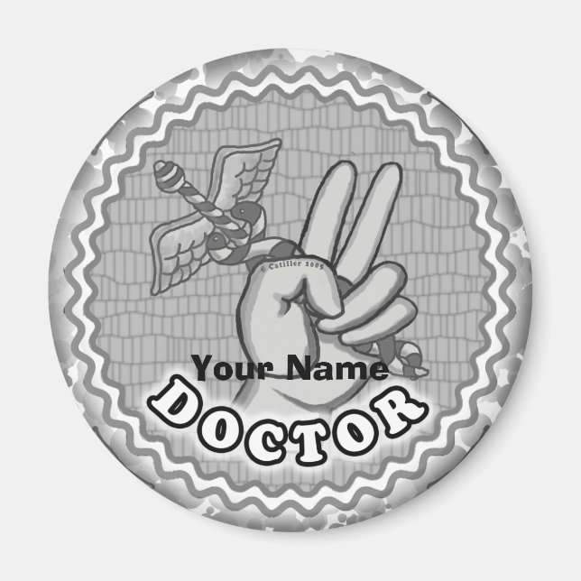 Caduceus peace doctor  magnet (Front)
