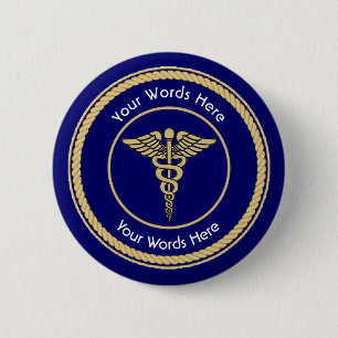 Caduceus Rope Shield Universal Custom 2 Inch Round Button