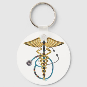 Caduceus & Stethoscope Keychain