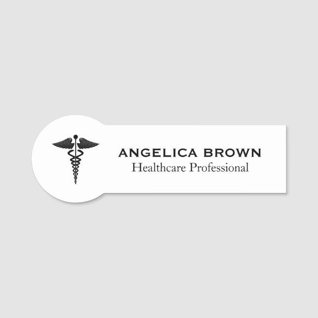 Caduceus Symbol Medical Healthcare Name Tag (Front)
