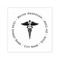 Caduceus Symbol Return Address Self-inking Stamp