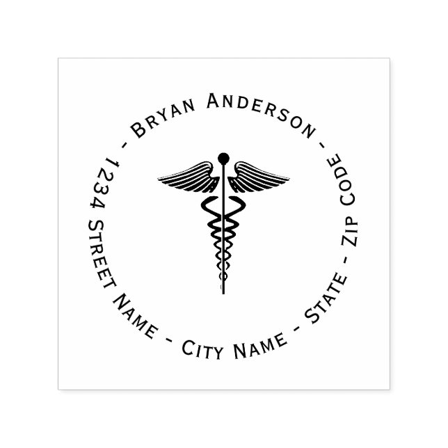 Caduceus Symbol Return Address Self-inking Stamp (Design)