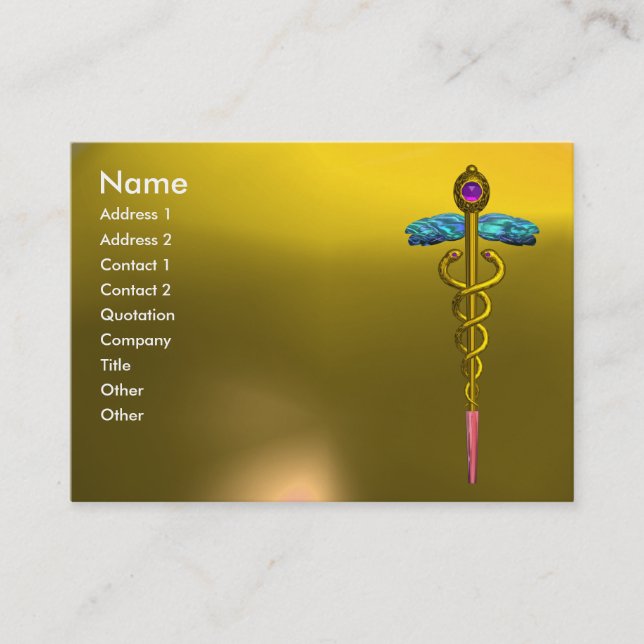 CADUCEUS TOPAZ, vibrant gold pink yellow Business Card (Front)