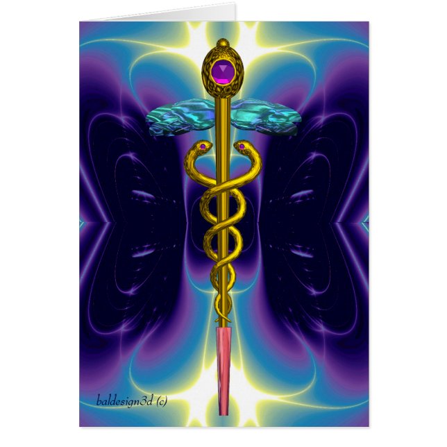 CADUCEUS, vibrant gold amethyst Blue Purple (Front)