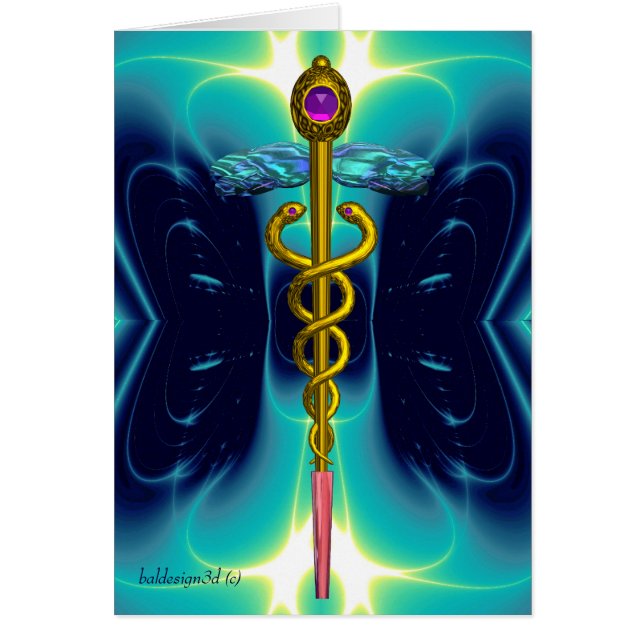 CADUCEUS, vibrant gold amethyst Blue Turquase (Front)