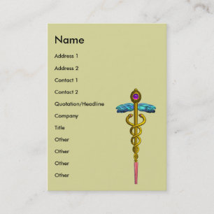 CADUCEUS,  vibrant gold amethyst Business Card