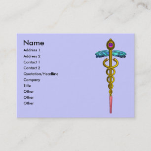 CADUCEUS, vibrant gold amethyst Business Card