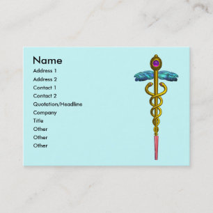 CADUCEUS,  vibrant gold amethyst Business Card