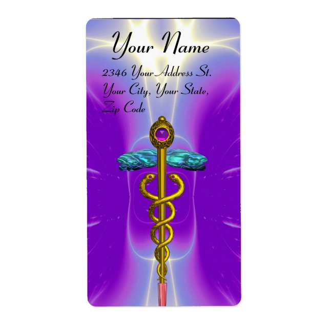 CADUCEUS, vibrant gold amethyst ,violet purple (Front)