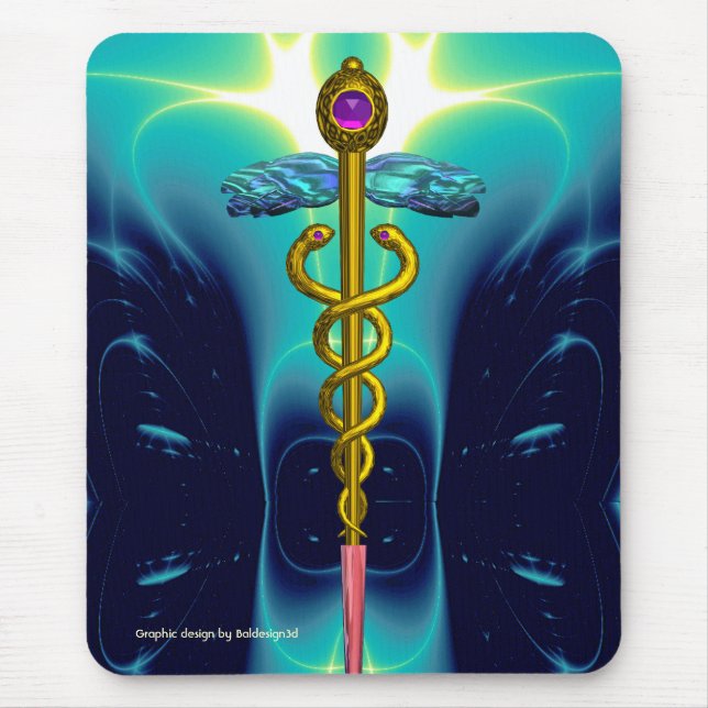 CADUCEUS , vibrant gold ametist Mouse Pad (Front)