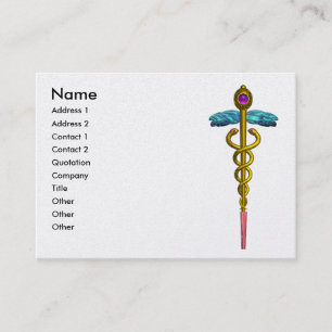 CADUCEUS, vibrant pearl paper ,amethyst gold Business Card
