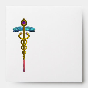 CADUCEUS, white bright blue ,pink violet amethyst Envelopes
