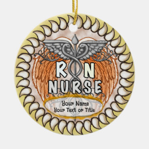 Caduceus wings rn nurse ceramic ornament