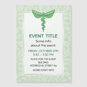 Caduceus with leaves background