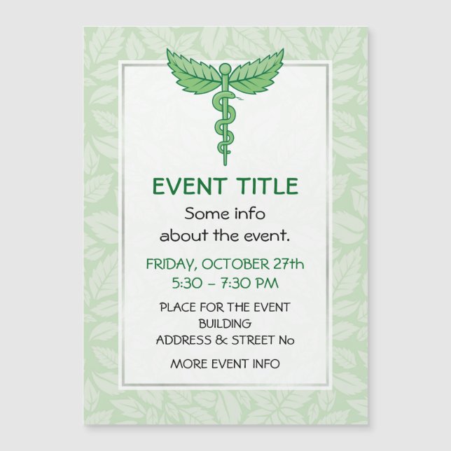 Caduceus with leaves background (Front)