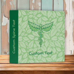 Caduceus with Leaves Background 3 Ring Binder
