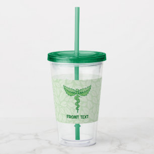 Caduceus with Leaves Background Acrylic Tumbler
