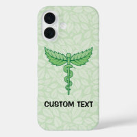 Caduceus with leaves background