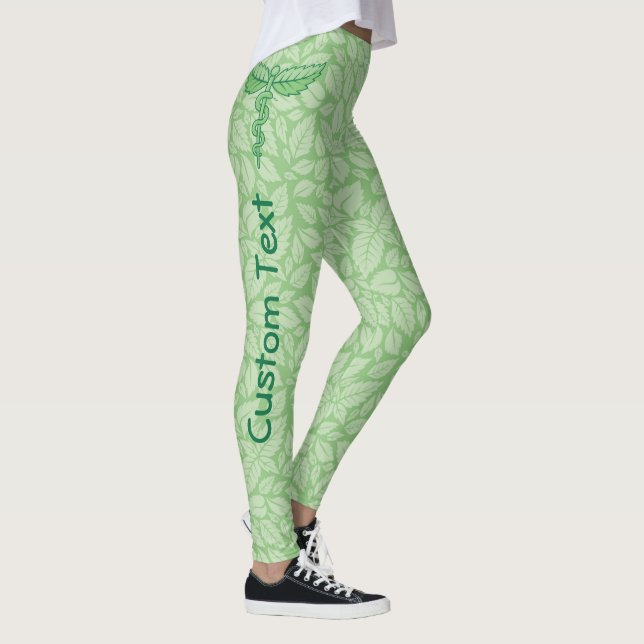 Caduceus with Leaves Background Leggings (Right)