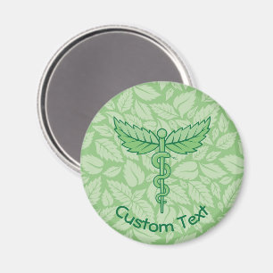 Caduceus with Leaves Background Magnet