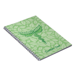 Caduceus with Leaves Background Notebook