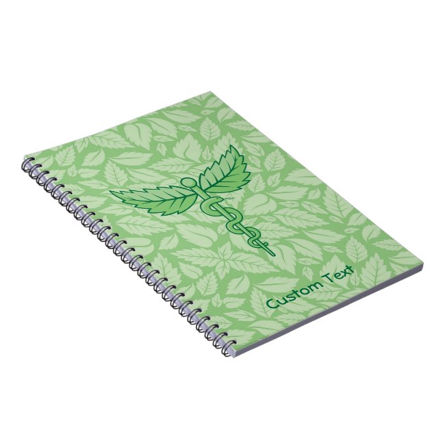 Caduceus with Leaves Background Notebook (Right Side)